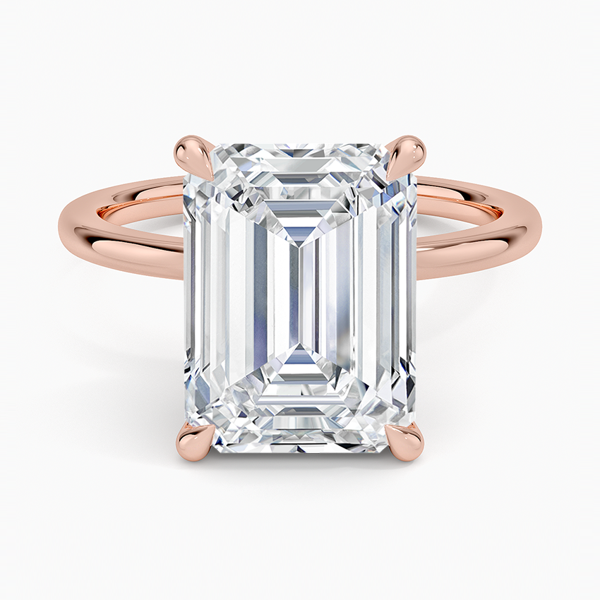 5.15 Karat Emerald Kesim Hidden Halo Tasarım Tektaş Laboratuvar Pırlanta Yüzük - Oslo