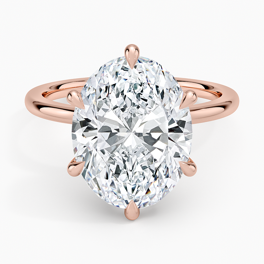 Altı Tırnak 5.15 Karat Oval Kesim Hidden Halo Tasarım Tektaş Laboratuvar Pırlanta Yüzük - Delora - Bold Diamonds