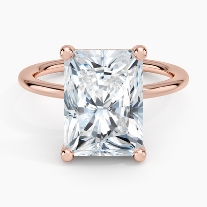 5.10 Radiant Kesim Hidden Halo Tasarım Tektaş Laboratuvar Pırlanta Yüzük - Melara