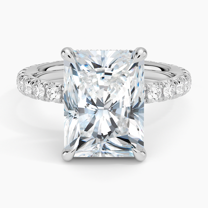 5.75 Karat Radiant Kesim Hidden Halo Tasarım Tektaş Laboratuvar Pırlanta Yüzük 18K  - Selora