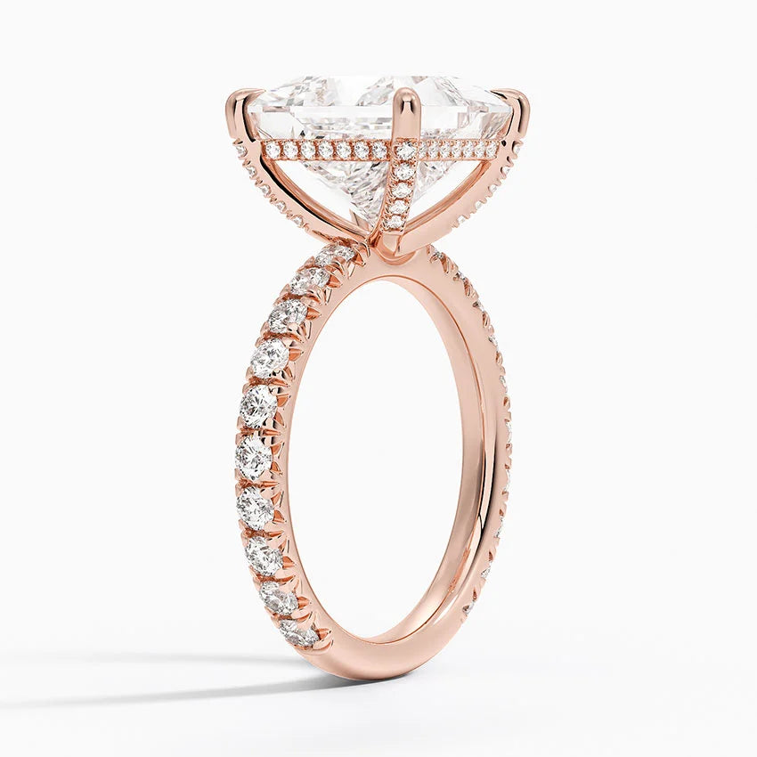 5.75 Karat Prenses Kesim Hidden Halo Tasarım Tektaş Laboratuvar Pırlanta Yüzük 18K  - Selora - Bold Diamonds