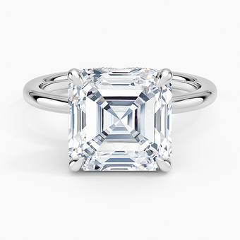5.15 Karat Asscher Kesim Hidden Halo Tasarım Tektaş Laboratuvar Pırlanta Yüzük - Lyon