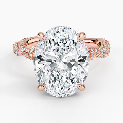 5.75 Oval Kesim Hidden Halo Tasarım Tektaş Laboratuvar Pırlanta Yüzük - Filara