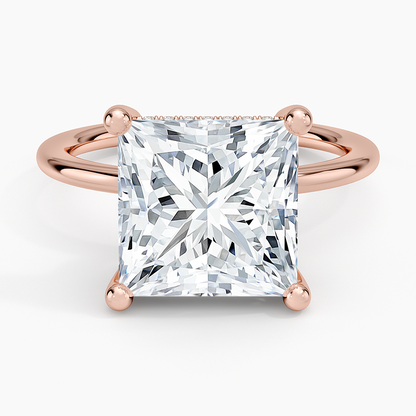 5.10 Prenses Kesim Hidden Halo Tasarım Tektaş Laboratuvar Pırlanta Yüzük - Melara