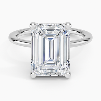 5.10 Karat Emerald Kesim Hidden Halo Tasarım Tektaş Laboratuvar Pırlanta Yüzük - Lucerne