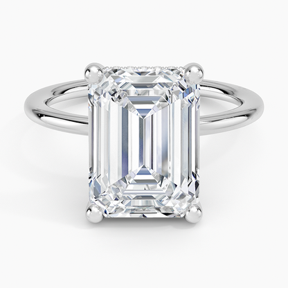 5.10 Emerald Kesim Hidden Halo Tasarım Tektaş Laboratuvar Pırlanta Yüzük - Melara