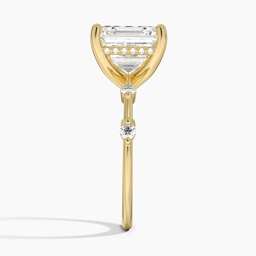 5.20 Karat Asscher Kesim Hidden Halo Tasarım Tektaş Laboratuvar Pırlanta Yüzük - Nice