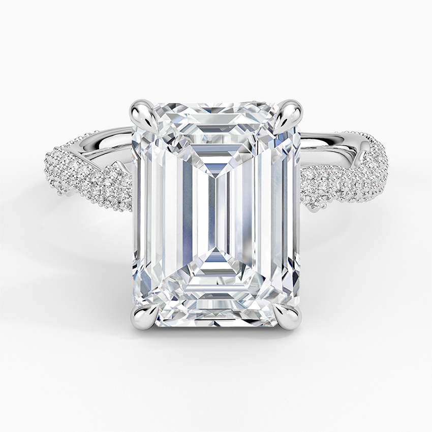 5.75 Emerald Kesim Hidden Halo Tasarım Tektaş Laboratuvar Pırlanta Yüzük - Filara