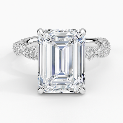 5.75 Emerald Kesim Hidden Halo Tasarım Tektaş Laboratuvar Pırlanta Yüzük - Filara