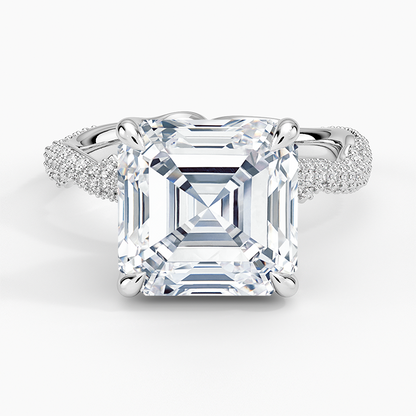 5.75 Asscher Kesim Hidden Halo Tasarım Tektaş Laboratuvar Pırlanta Yüzük - Filara