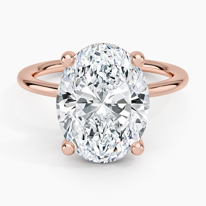 5.10 Oval Kesim Hidden Halo Tasarım Tektaş Laboratuvar Pırlanta Yüzük - Melara