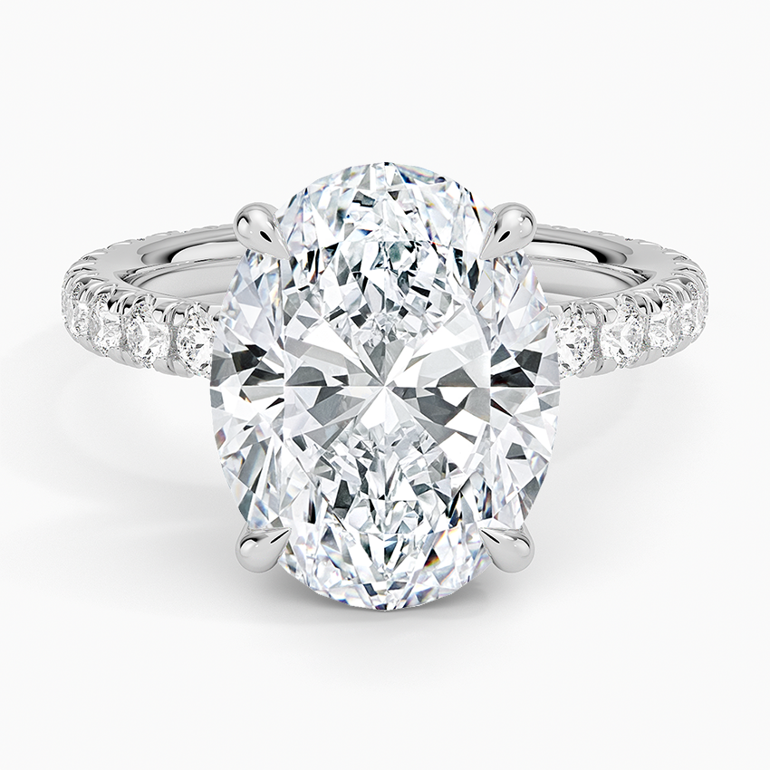 5.75 Karat Oval Kesim Hidden Halo Tasarım Tektaş Laboratuvar Pırlanta Yüzük 18K  - Selora