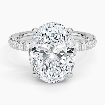 5.75 Karat Oval Kesim Hidden Halo Tasarım Tektaş Laboratuvar Pırlanta Yüzük 18K  - Selora