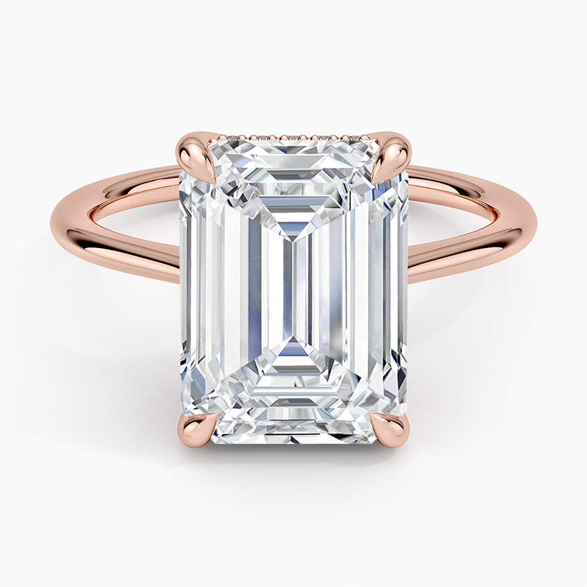 5.10 Karat Emerald Kesim Hidden Halo Tasarım Tektaş Laboratuvar Pırlanta Yüzük - Monaco