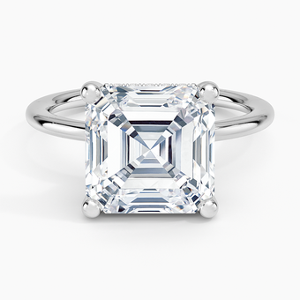5.10 Karat Asscher Kesim Hidden Halo Tasarım Tektaş Laboratuvar Pırlanta Yüzük - Lucerne