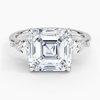 5.50 Karat Asscher Kesim Hidden Halo Tasarım Tektaş Laboratuvar Pırlanta Yüzük - Porto