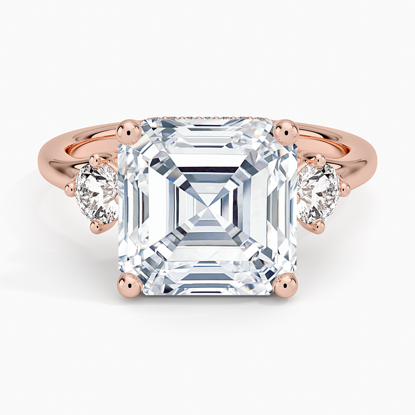 5.50 Asscher Kesim Hidden Halo Tasarım Tektaş Laboratuvar Pırlanta Yüzük 18K - Milora