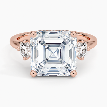 5.50 Asscher Kesim Hidden Halo Tasarım Tektaş Laboratuvar Pırlanta Yüzük 18K - Milora