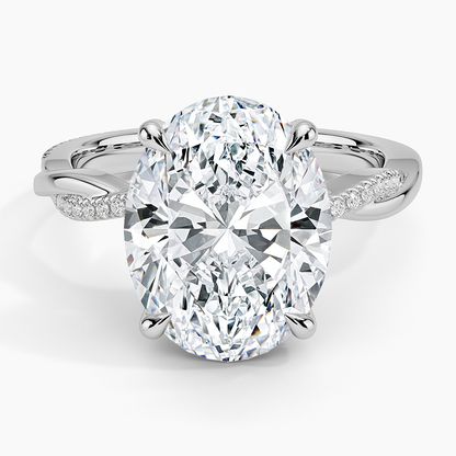 5.25 Karat Oval Kesim Hidden Halo Tasarım Tektaş Laboratuvar Pırlanta Yüzük 18K  - Talora