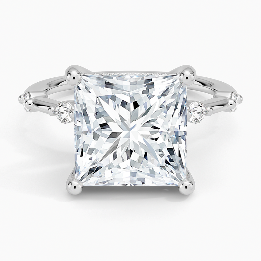 5.20 Prenses Kesim Hidden Halo Tasarım Tektaş Laboratuvar Pırlanta Yüzük - Zelora