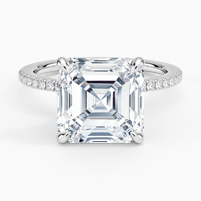 5.25 Karat Asscher Kesim Hidden Halo Tasarım Tektaş Laboratuvar Pırlanta Yüzük - Filora - Bold Diamonds