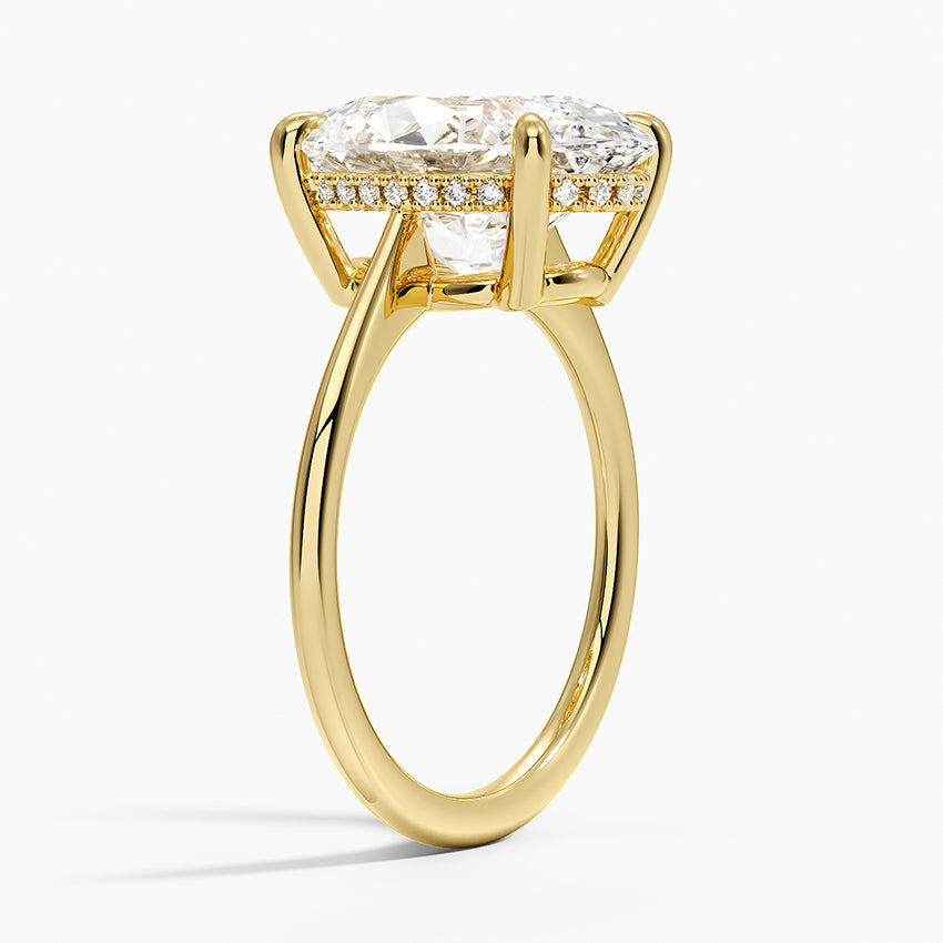 5.10 Karat Oval Kesim Hidden Halo Tasarım Tektaş Laboratuvar Pırlanta Yüzük - Monaco