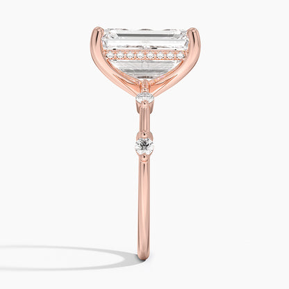 5.20 Emerald Kesim Hidden Halo Tasarım Tektaş Laboratuvar Pırlanta Yüzük - Zelora