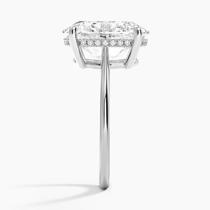 5.10 Oval Kesim Hidden Halo Tasarım Tektaş Laboratuvar Pırlanta Yüzük 18K - Tilora