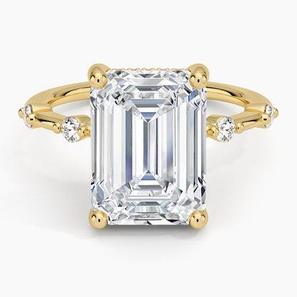 5.20 Emerald Kesim Hidden Halo Tasarım Tektaş Laboratuvar Pırlanta Yüzük - Zelora