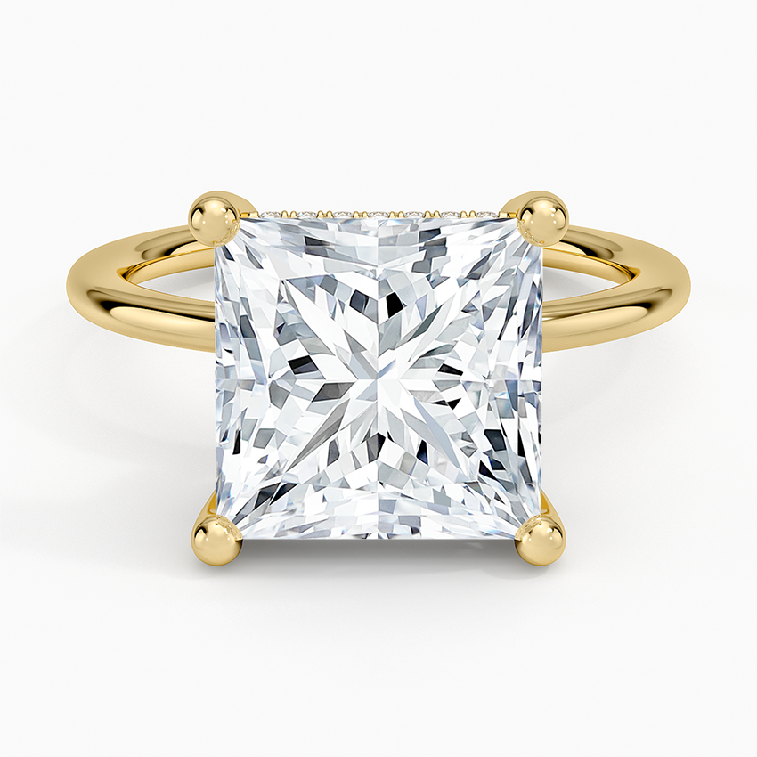 5.10 Prenses Kesim Hidden Halo Tasarım Tektaş Laboratuvar Pırlanta Yüzük - Melara