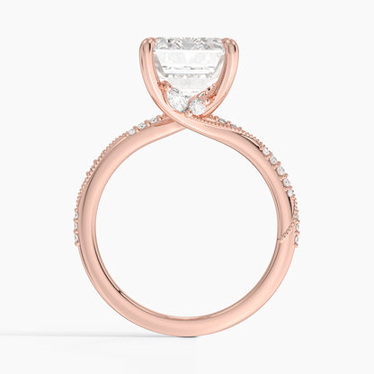5.25 Karat Emerald Kesim Hidden Halo Tasarım Tektaş Laboratuvar Pırlanta Yüzük 18K  - Melora