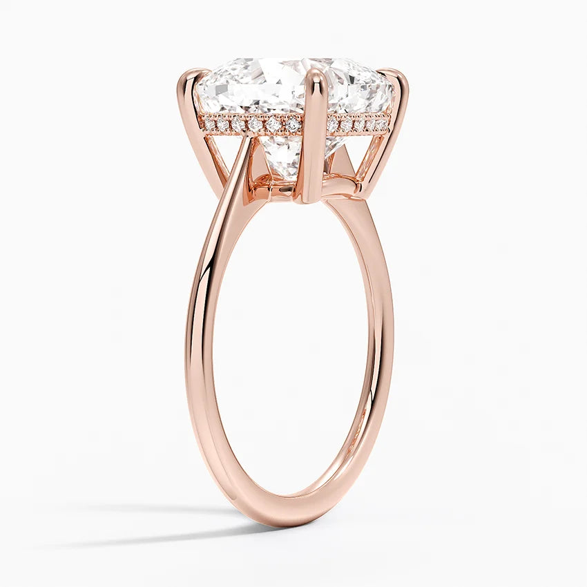 5.10 Karat Cushion Kesim Hidden Halo Tasarım Tektaş Laboratuvar Pırlanta Yüzük - Monaco