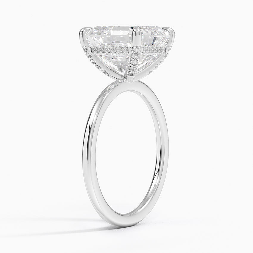 5.15 Karat Asscher Kesim Hidden Halo Tasarım Tektaş Laboratuvar Pırlanta Yüzük - Valencia