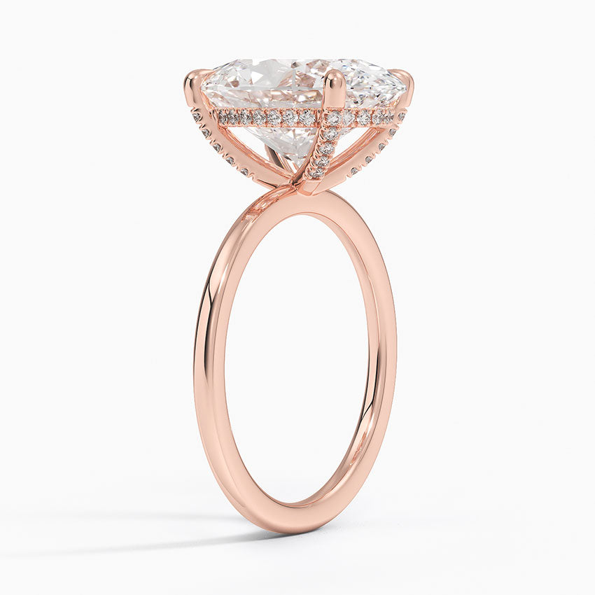 5.15 Karat Oval Kesim Hidden Halo Tasarım Tektaş Laboratuvar Pırlanta Yüzük - Gilora - Bold Diamonds