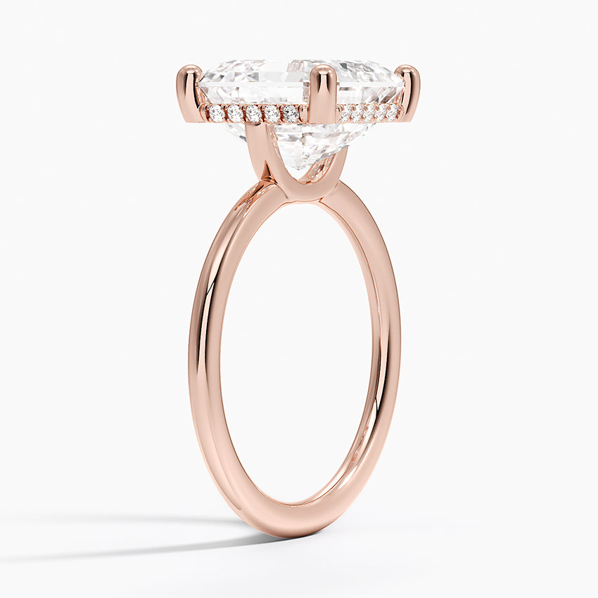 5.10 Asscher Kesim Hidden Halo Tasarım Tektaş Laboratuvar Pırlanta Yüzük - Melara