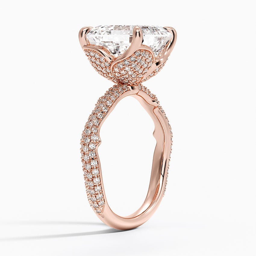 5.75 Karat Asscher Kesim Hidden Halo Tasarım Tektaş Laboratuvar Pırlanta Yüzük - Sorrento