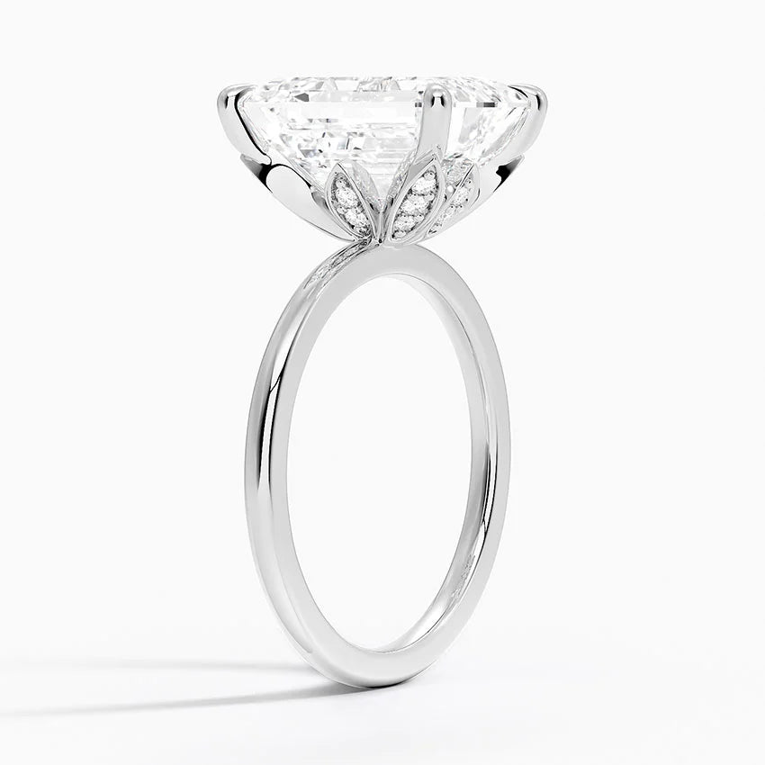 5.15 Karat Emerald Kesim Hidden Halo Tasarım Tektaş Laboratuvar Pırlanta Yüzük - Oslo