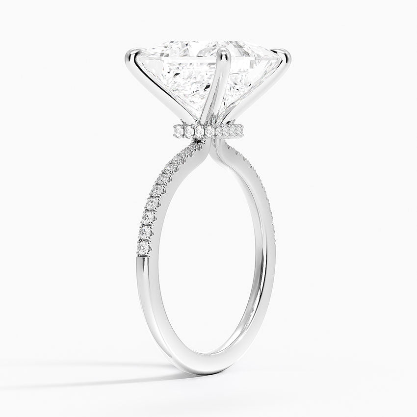 5.25 Karat Prenses Kesim Hidden Halo Tasarım Tektaş Laboratuvar Pırlanta Yüzük - Filora - Bold Diamonds