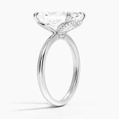 5.15 Emerald Kesim Hidden Halo Tasarım Tektaş Laboratuvar Pırlanta Yüzük 18K - Vilora