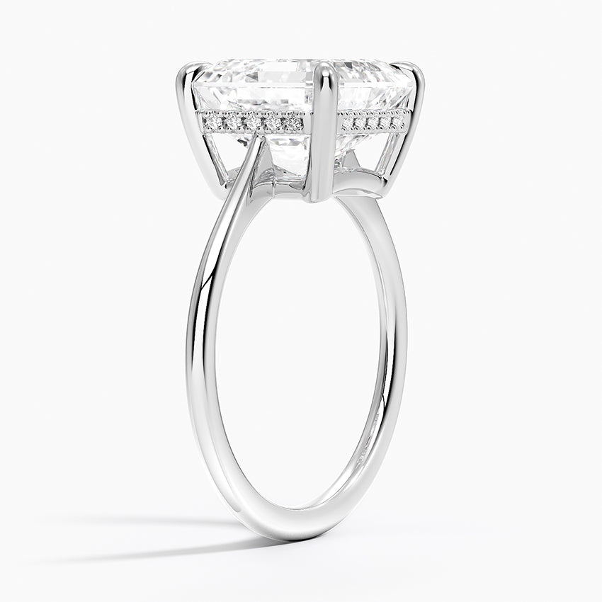 5.10 Asscher Kesim Hidden Halo Tasarım Tektaş Laboratuvar Pırlanta Yüzük 18K - Tilora