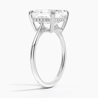5.10 Asscher Kesim Hidden Halo Tasarım Tektaş Laboratuvar Pırlanta Yüzük - Tilora