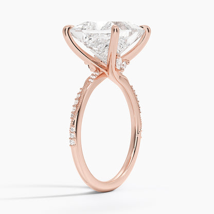 5.25 Karat Prenses Kesim Hidden Halo Tasarım Tektaş Laboratuvar Pırlanta Yüzük 18K  - Melora