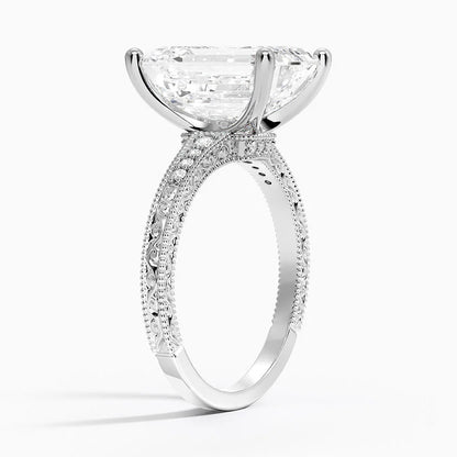 5.15 Emerald Kesim Hidden Halo Tasarım Tektaş Laboratuvar Pırlanta Yüzük 18K - Silora