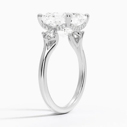 5.50 Asscher Kesim Hidden Halo Tasarım Tektaş Laboratuvar Pırlanta Yüzük 18K - Milora