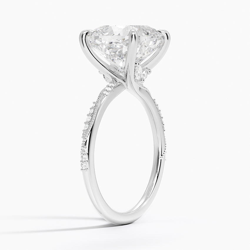 5.25 Karat Cushion Kesim Hidden Halo Tasarım Tektaş Laboratuvar Pırlanta Yüzük 18K  - Melora - Bold Diamonds