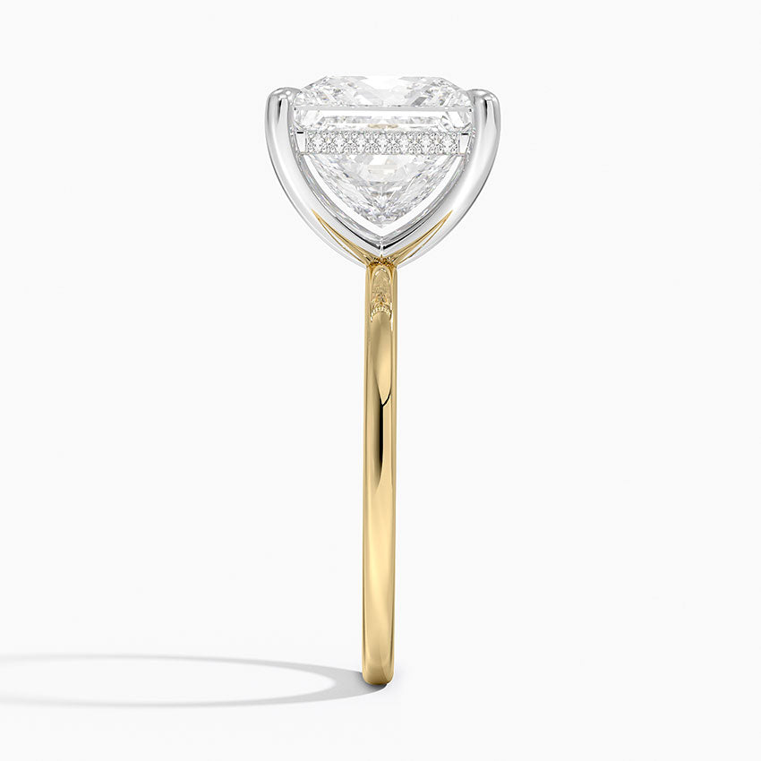 5.10 Karat Prenses Kesim Hidden Halo Tasarım Tektaş Laboratuvar Pırlanta Yüzük 18K  - Elora - Bold Diamonds