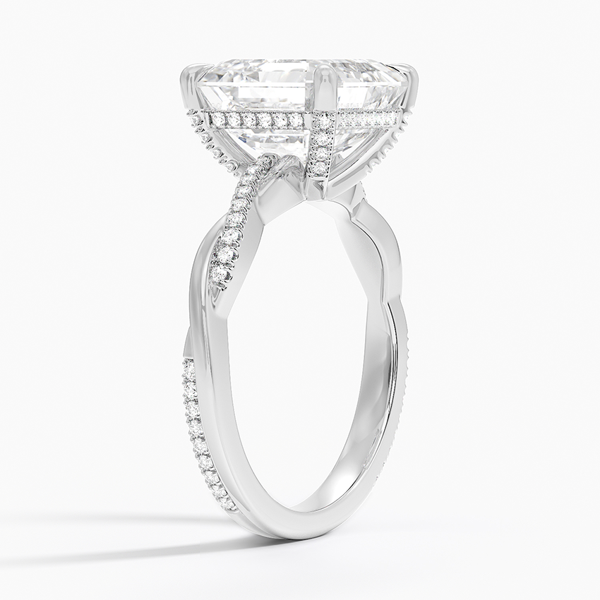 5.25 Karat Asscher Kesim Hidden Halo Tasarım Tektaş Laboratuvar Pırlanta Yüzük  - Riga
