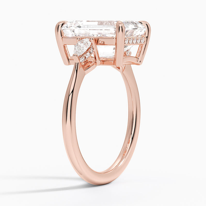 5.50 Karat Emerald Kesim Hidden Halo Tasarım Tektaş Laboratuvar Pırlanta Yüzük - Madrid