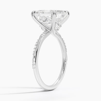 5.25 Karat Asscher Kesim Hidden Halo Tasarım Tektaş Laboratuvar Pırlanta Yüzük 18K  - Melora