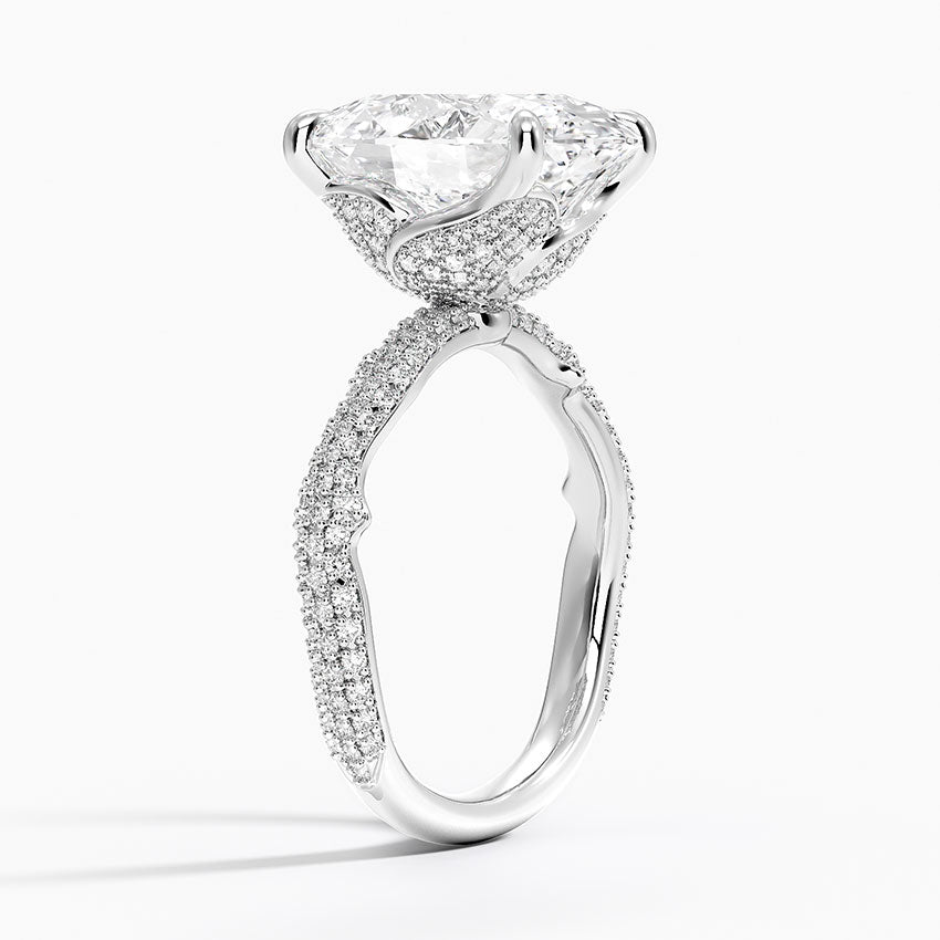 5.75 Oval Kesim Hidden Halo Tasarım Tektaş Laboratuvar Pırlanta Yüzük - Filara